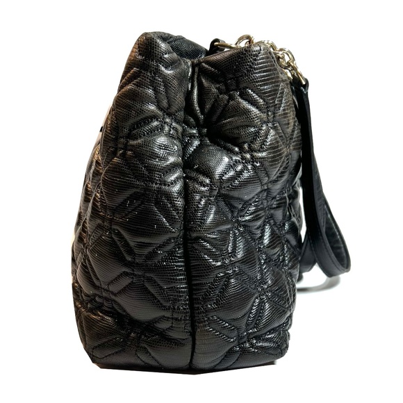 KATE SPADE Gun Metal Black Quilted Leather Chain Strap Hand Bag - Picture 4 of 16